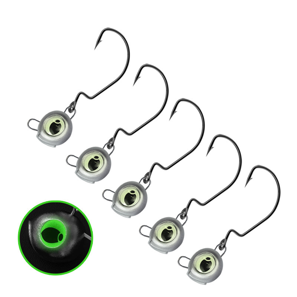 Fishing Hook Weedless - 10 Stück unkrautfreie Jigköpfe mit leuchtenden
