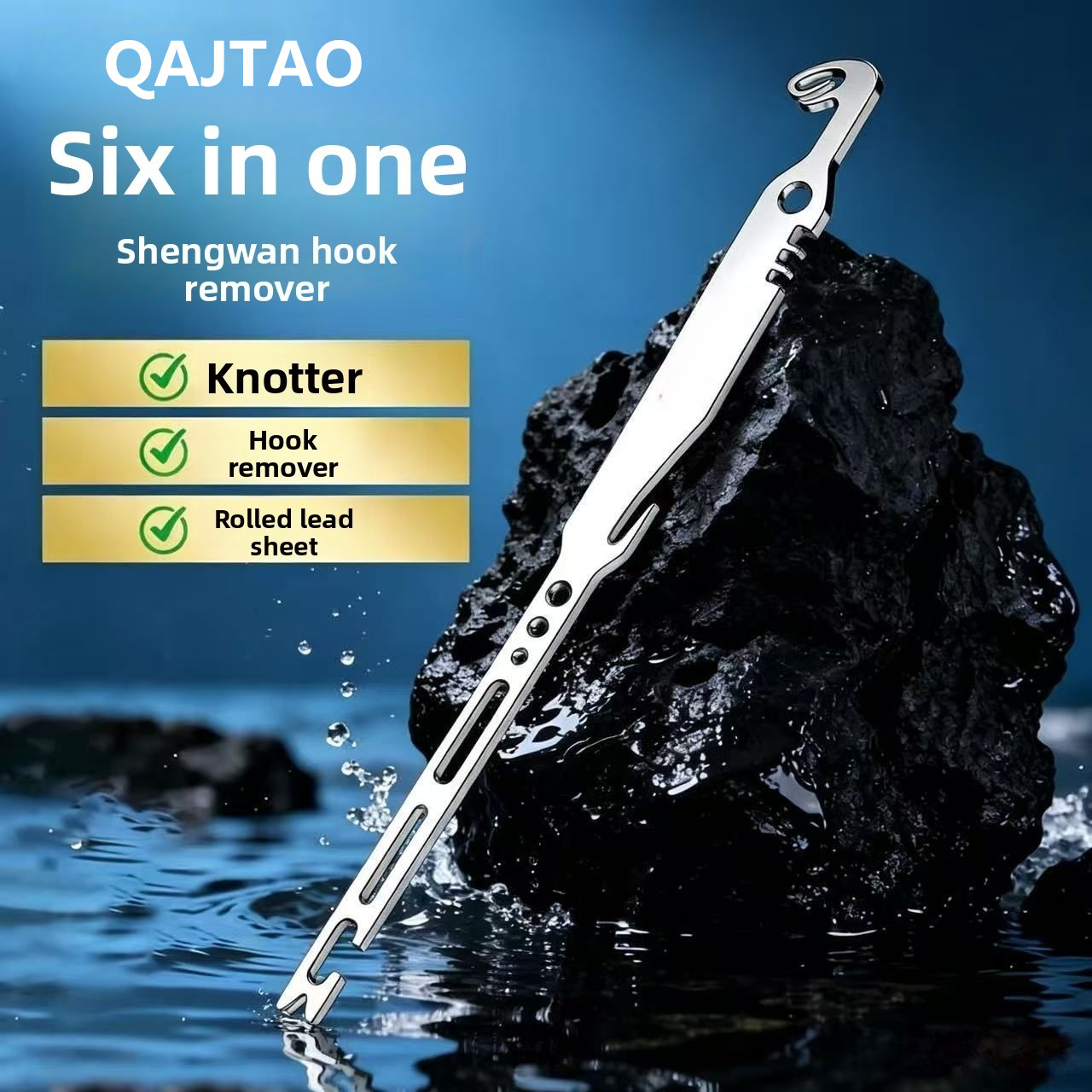 Fishing Hook Sharpener - QAJTAO 4-teiliger 6-in-1 Edelstahl-Fischhakenentferner, schnell abnehmbares